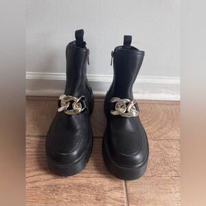 Steve Madden Black Leather Ankle Boots